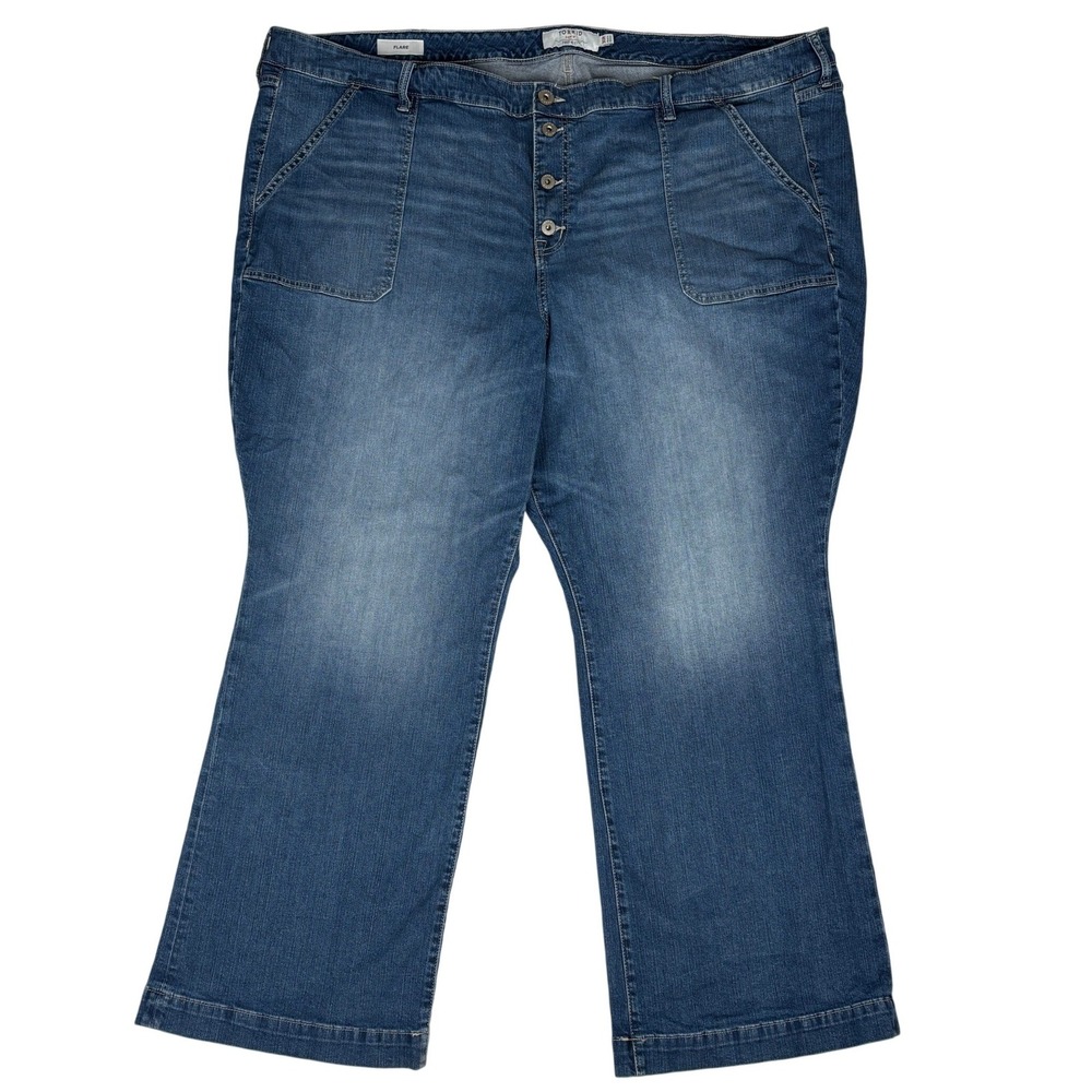 Torrid‎ First At Fit Flare Jeans Womens 30R Blue Button Fly Stretch Denim